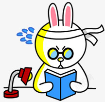 卡通兔子看书素材