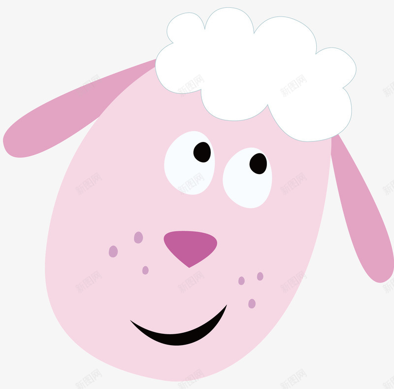 粉色的小羊png免抠素材_新图网 https://ixintu.com 卡通 卡通动物 可爱 斑纹 白色羊毛 粉红色的小羊
