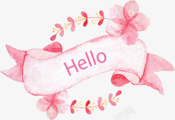 粉红水彩春天丝带矢量图素材
