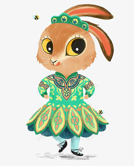 拟人兔子png免抠素材_新图网 https://ixintu.com 兔子 动物 卡通 手绘 拟人 插画 裙子