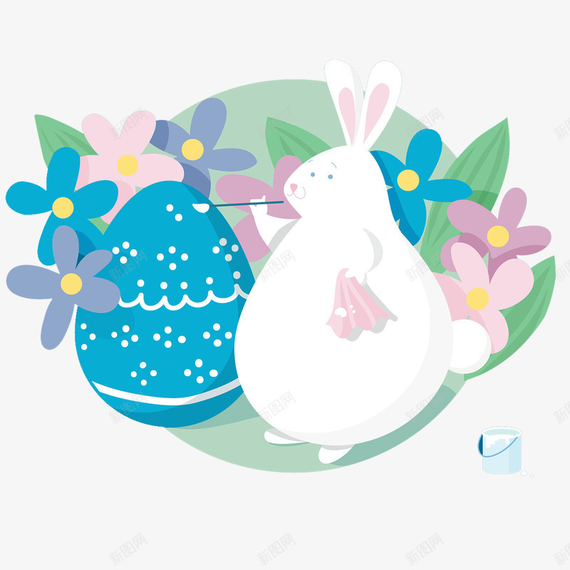 画复活彩蛋的兔子png免抠素材_新图网 https://ixintu.com 创意设计 卡通卡片 手绘插画 秋日小镇