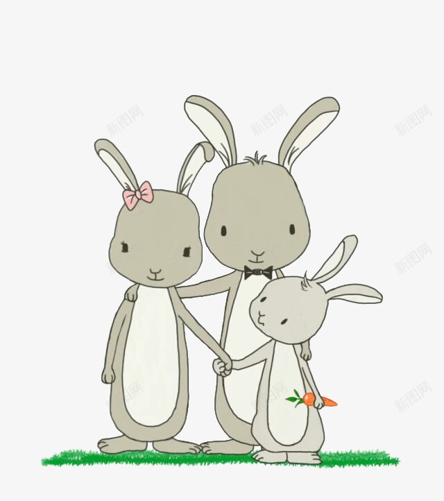 可爱童趣小兔子一家人手绘png免抠素材_新图网 https://ixintu.com 一家三口 一家人手绘 卡通 可爱 美术