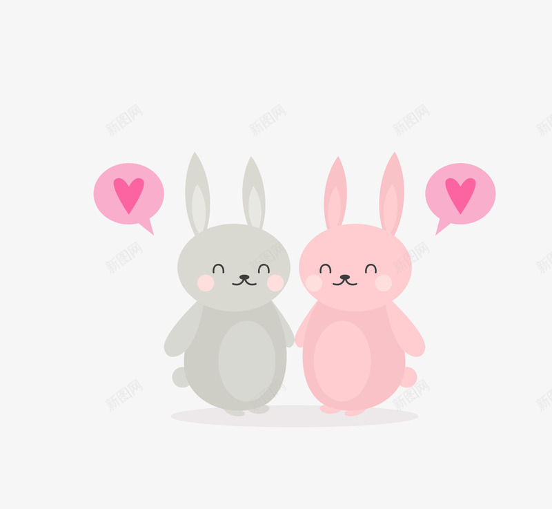 爱心和彩色小兔子简图png免抠素材_新图网 https://ixintu.com 动物 小兔子 小兔子LOGO 彩色兔子 情侣 爱心图案 相爱的