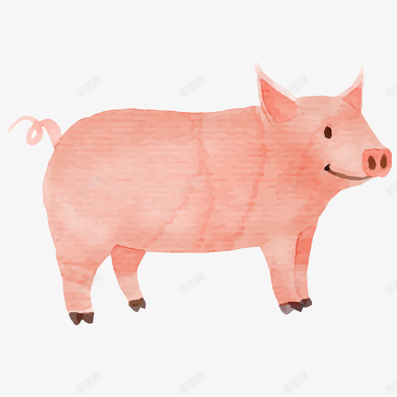 手绘粉红色的猪矢量图ai免抠素材_新图网 https://ixintu.com 养殖场 农场 动物设计 卡通 猪 粉红色 矢量图