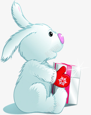 手绘可爱圣诞兔子礼物png免抠素材_新图网 https://ixintu.com 兔子 可爱 圣诞 礼物