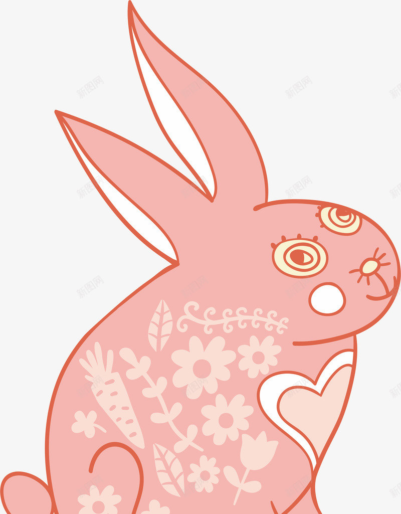 兔子png免抠素材_新图网 https://ixintu.com AI 兔子 卡通 可爱 底纹 手绘 粉色 线条 花纹