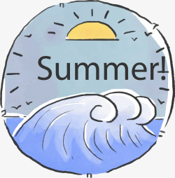 水果商标PNG橘子海浪手绘卡通夏日插矢量图图标高清图片