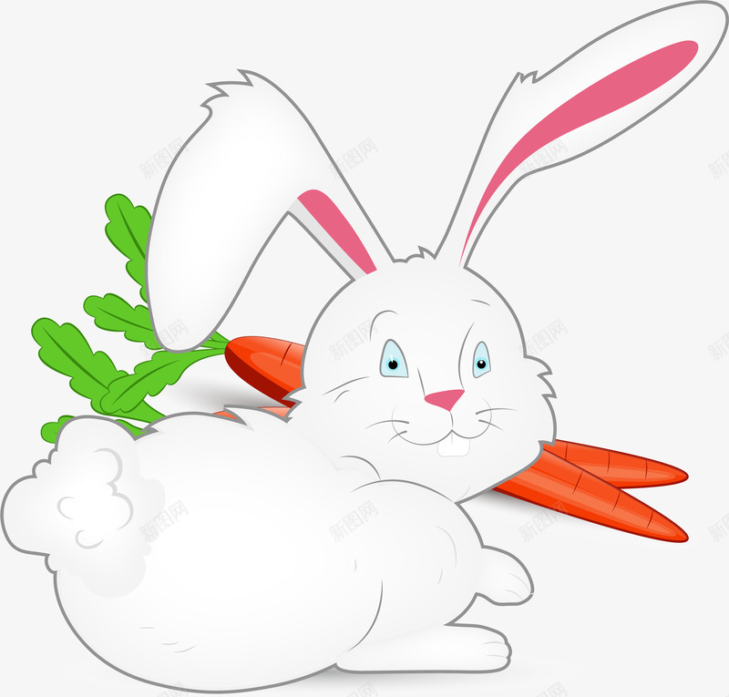 吃红萝卜的兔子png免抠素材_新图网 https://ixintu.com 兔子 卡通手绘 可爱 红萝卜
