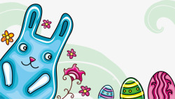 蓝色兔子背景插图素材