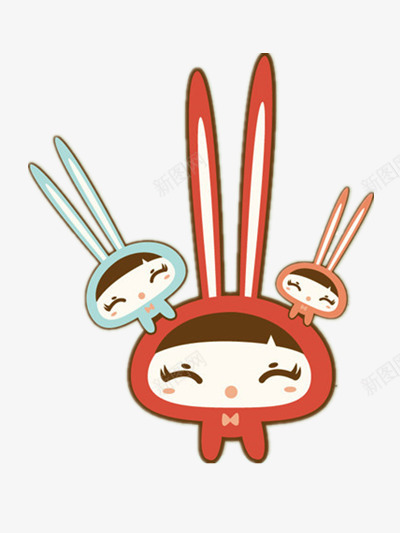 插画png免抠素材_新图网 https://ixintu.com 兔子 可爱 大耳朵 彩色 插画