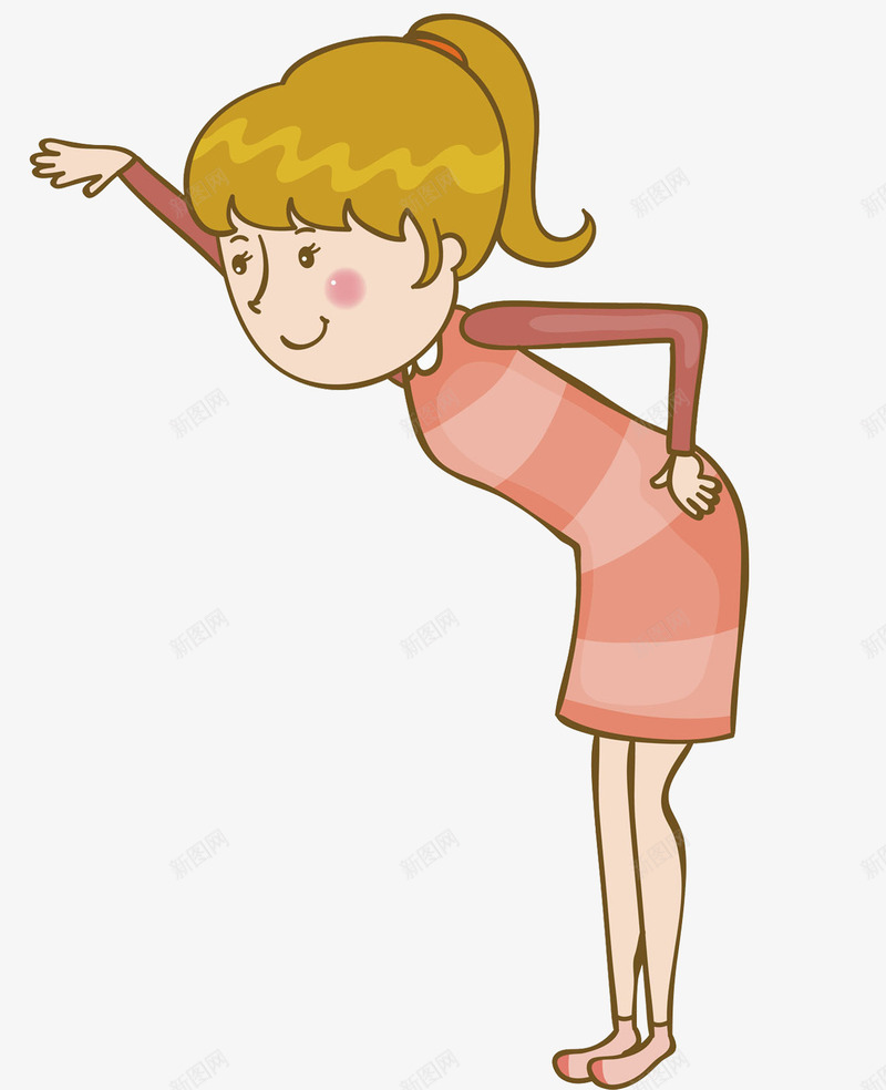 弯着腰的女人图png免抠素材_新图网 https://ixintu.com 卡通 女人 弯腰的 手势 手绘 漂亮的 粉色的