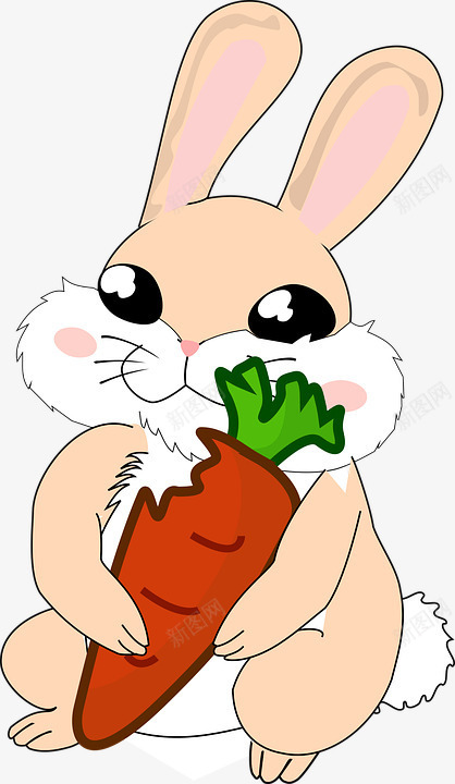 一只兔子正在吃东西png免抠素材_新图网 https://ixintu.com 短尾巴 胡萝卜 胡须