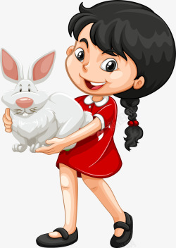 女孩手抱兔子素材