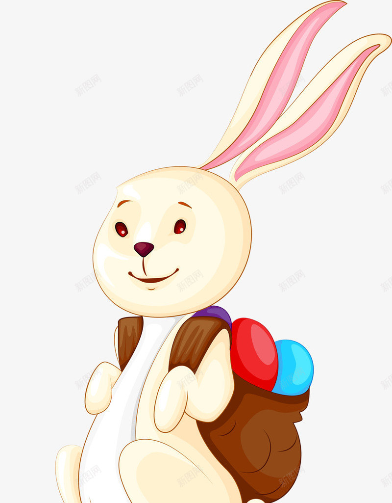 背着书包的兔子png免抠素材_新图网 https://ixintu.com 卡通 小动物 彩蛋 白兔 背包
