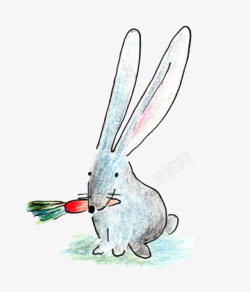 蜡笔兔子蜡笔彩绘高清图片