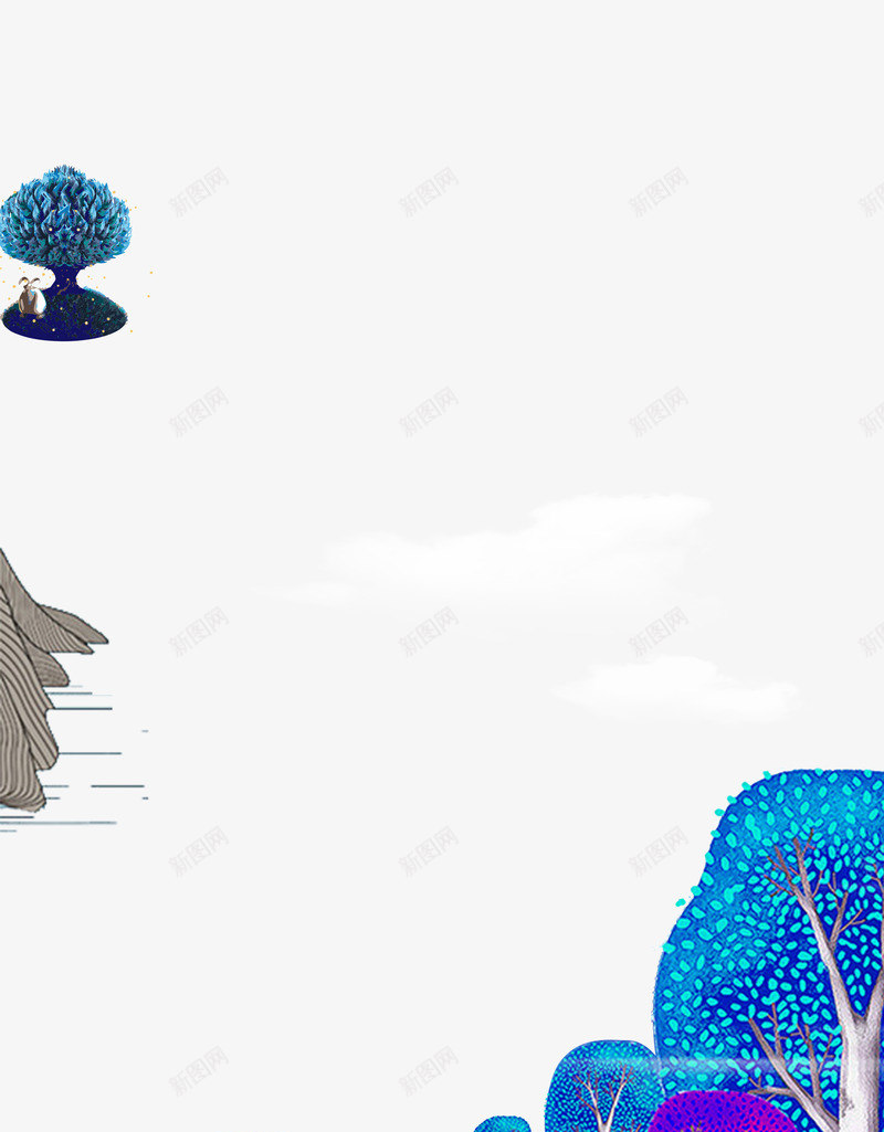 房地产宣传图png免抠素材_新图网 https://ixintu.com 房地产 树 自然 蓝色 购物无忧 风景图