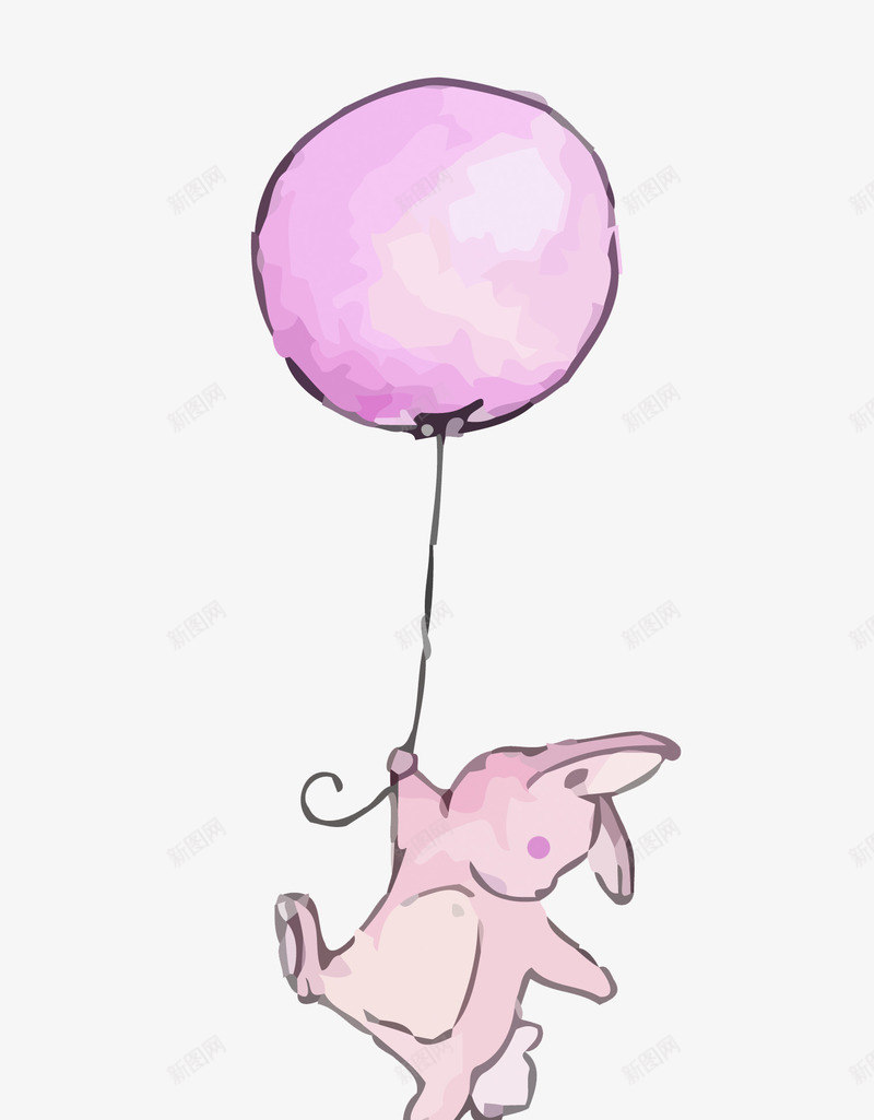 水彩兔子和气球png免抠素材_新图网 https://ixintu.com 兔子PNG矢量图 兔子免扣PNG图 卡通 手绘 气球 水彩 矢量兔子 粉色