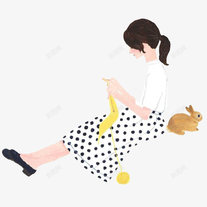 兔子和女孩png免抠素材_新图网 https://ixintu.com 兔子 卡通 卡通插画 女孩 小清新 手绘 温馨