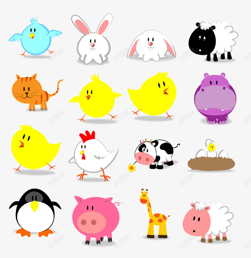 可爱的小动物图标png_新图网 https://ixintu.com 兔子 卡通 卡通动物 小动物 小鸡