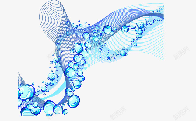 波浪线水泡png免抠素材_新图网 https://ixintu.com 动感 底纹 水 水珠 波浪 流动 线条 蓝色 装饰