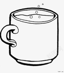 水杯png免抠素材_新图网 https://ixintu.com 卡通 手绘 水滴 线条 茶杯