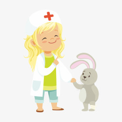 兔子医生小兔子和卡通女医生高清图片