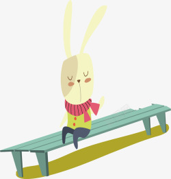 坐板凳小兔子坐板凳森林动物卡通插画素矢量图高清图片
