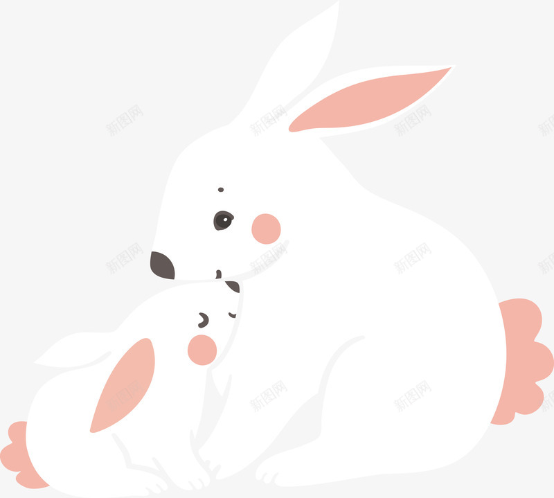 手绘白色的小兔子图png免抠素材_新图网 https://ixintu.com 兔子 动物 卡通手绘 可爱 呆萌 宠物 水彩 白色 粉色
