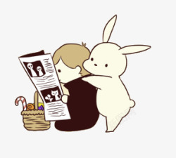 卡通儿童与兔子素材