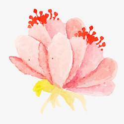 粉红色花朵花蕊手绘水彩花朵矢量图素材