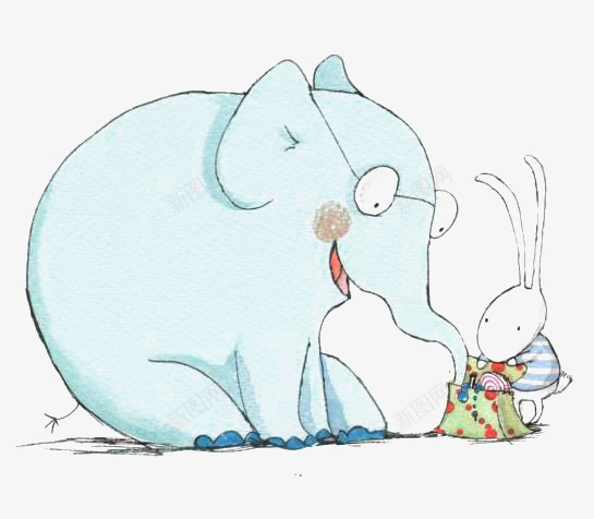 儿童绘本png免抠素材_新图网 https://ixintu.com 儿童插画 兔子 创意插画 大象 拟人