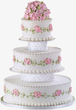粉红花朵蛋糕装饰素材