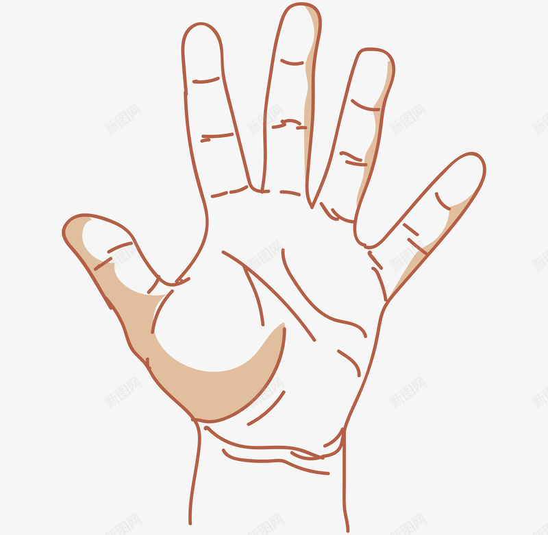 伸出五根手指手势图png免抠素材_新图网 https://ixintu.com 五根手指 人物 动作 卡通 手 手势 手绘图