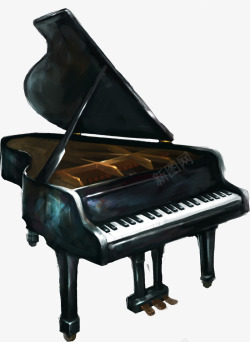 黑色音乐钢琴手绘素材