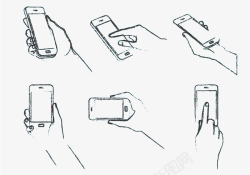 手机使用手绘手机使用手势高清图片
