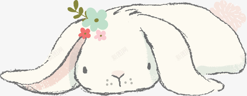趴着的兔子png免抠素材_新图网 https://ixintu.com 兔子 动画 懒兔子 毛茸茸 白色