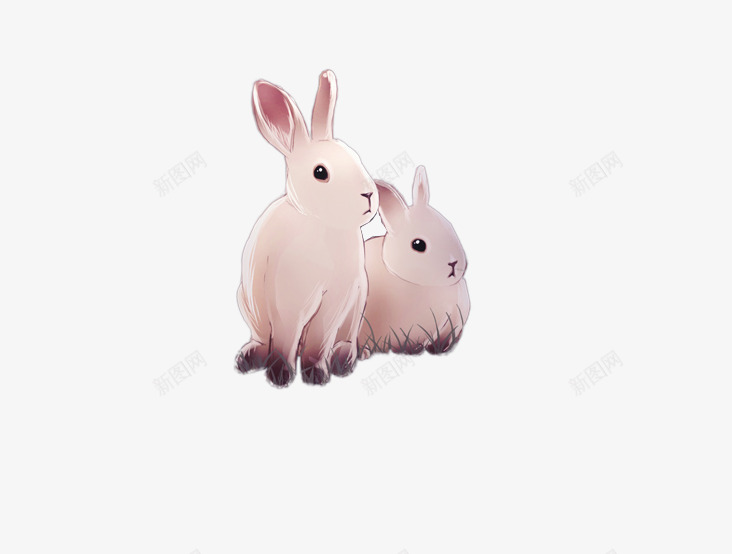 水彩两只小兔子png免抠素材_新图网 https://ixintu.com 兔子 可爱 梦幻 水彩素材