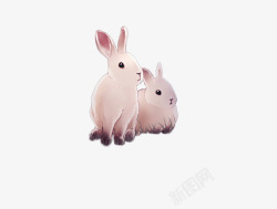 水彩两只小兔子素材