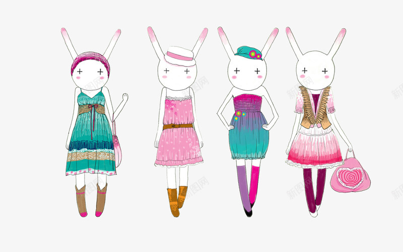 兔子模特png免抠素材_新图网 https://ixintu.com mode 人形兔子 卡通走秀 可爱衣服