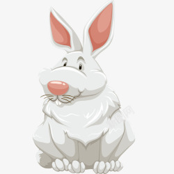 手绘卡通白色兔子素材
