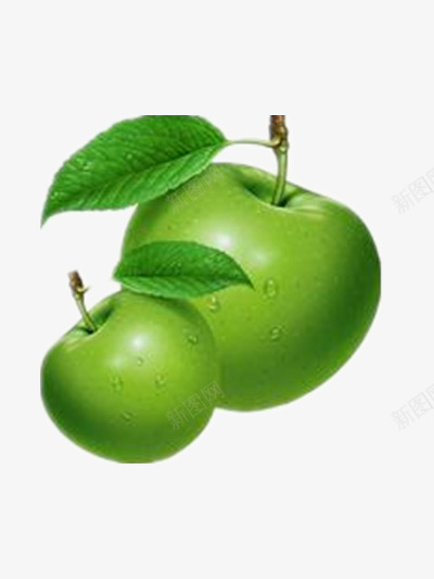 两个青苹果png免抠素材_新图网 https://ixintu.com 健康食物 新鲜 水果 水滴 绿色 酸甜 青苹果