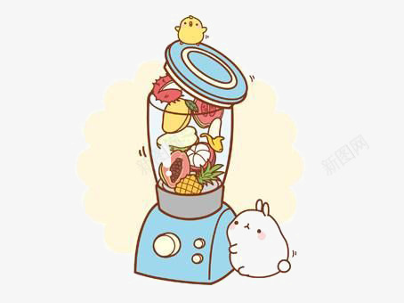 卡通榨汁机png免抠素材_新图网 https://ixintu.com 兔子 创意榨汁机 创意水果 小白兔 果肉
