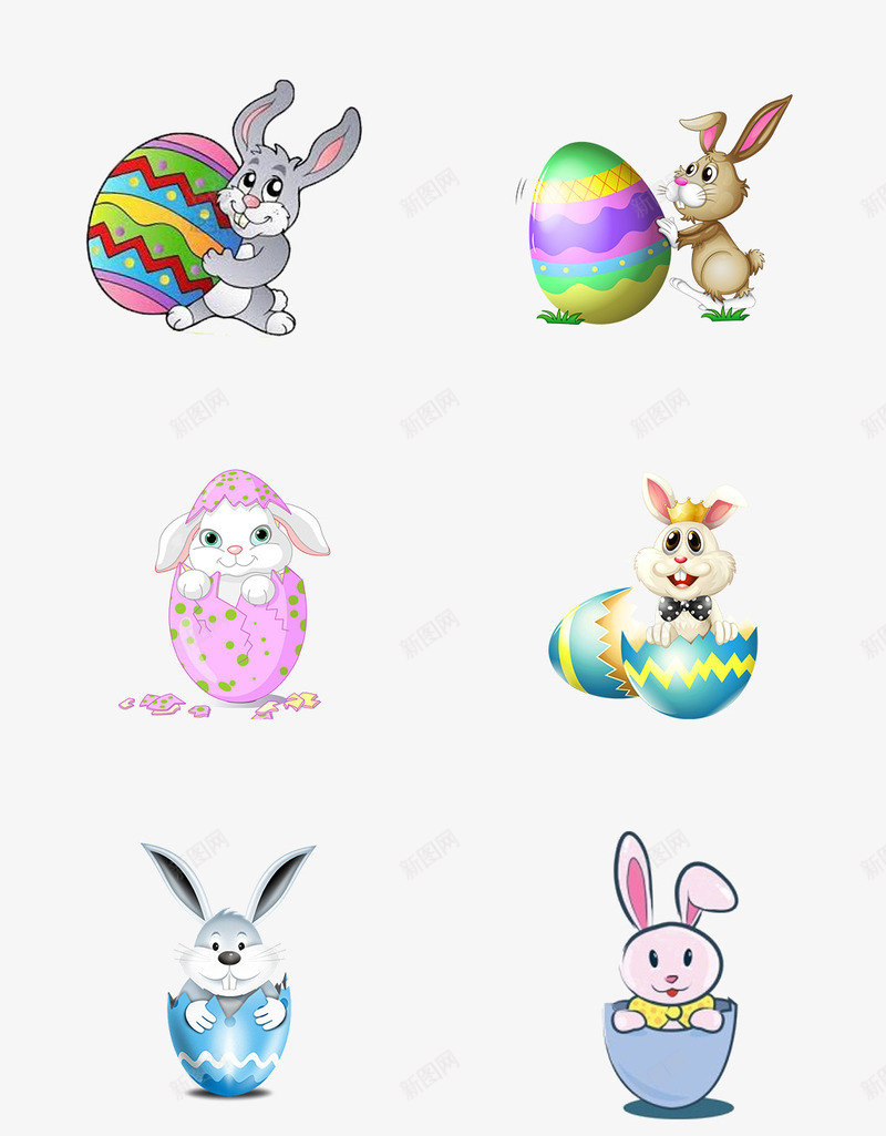 彩色立体复活节兔子psd免抠素材_新图网 https://ixintu.com easter 兔子 兔耳朵 卡通 可爱 复活节 彩色 插画 立体