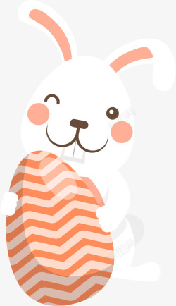 橙色兔子复活节抱着彩蛋的兔子高清图片