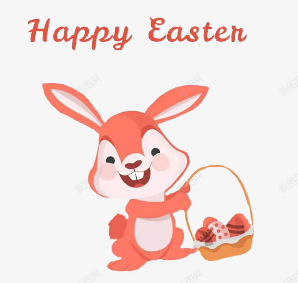卡通提篮子的复活节兔子png免抠素材_新图网 https://ixintu.com 兔子 卡通 可爱 复活节 外国 提篮子的兔子 粉色