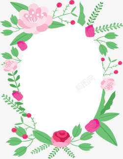 粉红花朵婚礼请帖矢量图素材