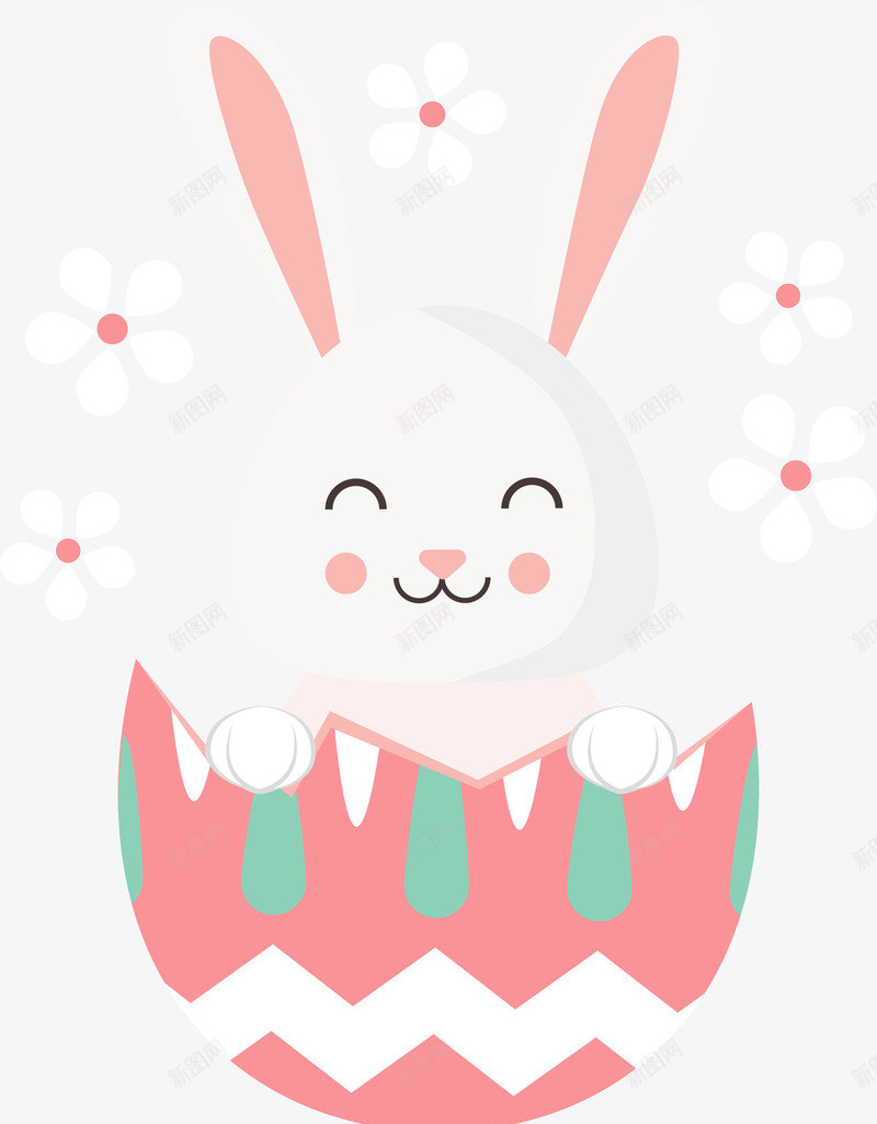 复活节彩蛋里的兔子png免抠素材_新图网 https://ixintu.com 复活节 多彩彩蛋 开心 彩蛋里的兔子 白色兔子 笑脸
