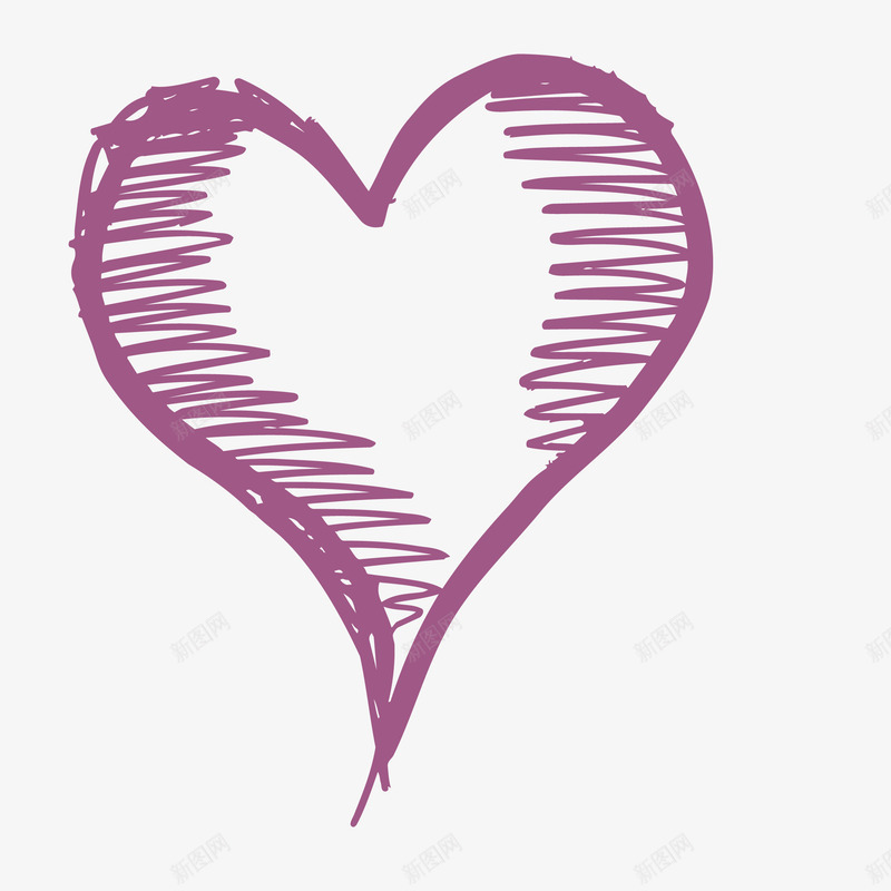 紫色线条涂鸦爱心png免抠素材_新图网 https://ixintu.com 创意 心形 水彩 涂鸦 爱心 简笔 紫色线条