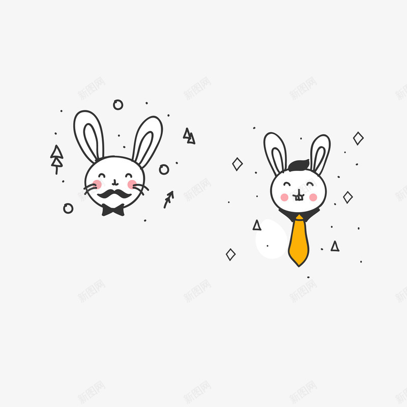 卡通手绘兔子头像矢量图ai免抠素材_新图网 https://ixintu.com 兔子 兔子头像 卡通 卡通兔头 卡通兔子 手绘 黑色线条 矢量图