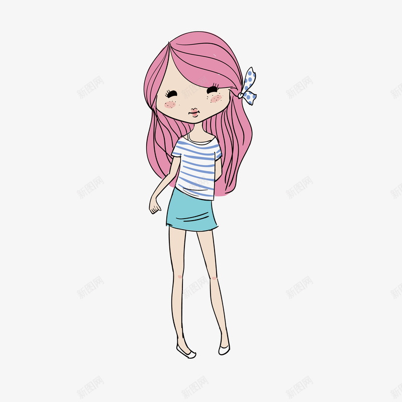 卡通粉红头发女孩png免抠素材_新图网 https://ixintu.com 卡通人物 女孩 清新 绿色头发